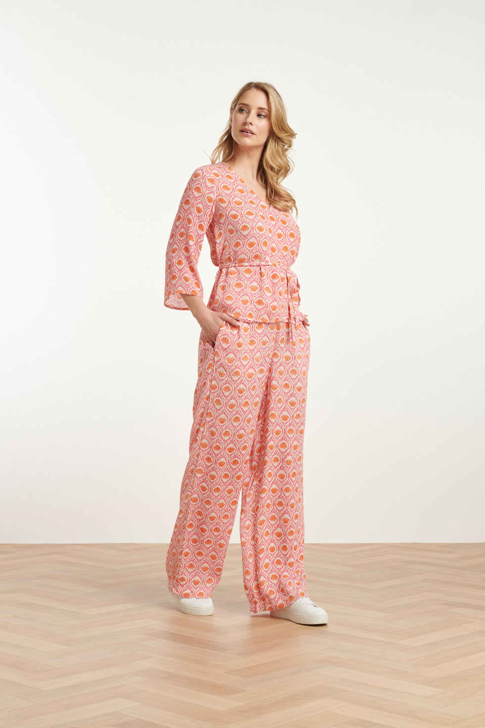 25183 Peach Schelpprint Broek | Muticolour