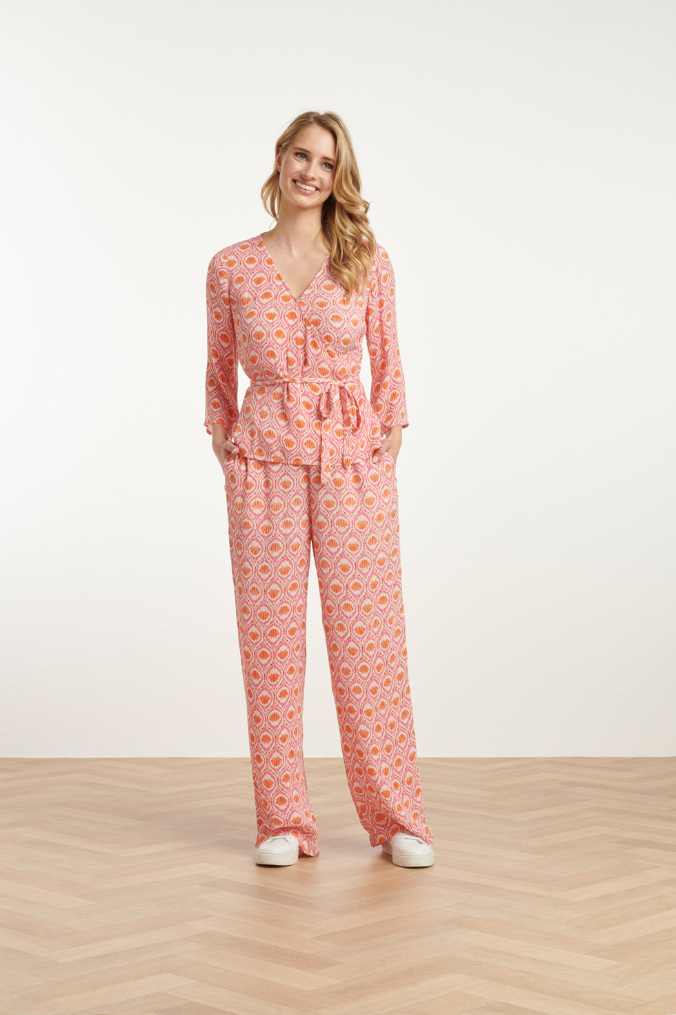 25183 Peach Schelpprint Broek | Muticolour