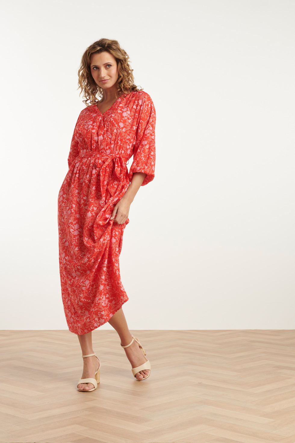 25185 Baby Bloemenprint Maxi Jurk | Red-Multicolour