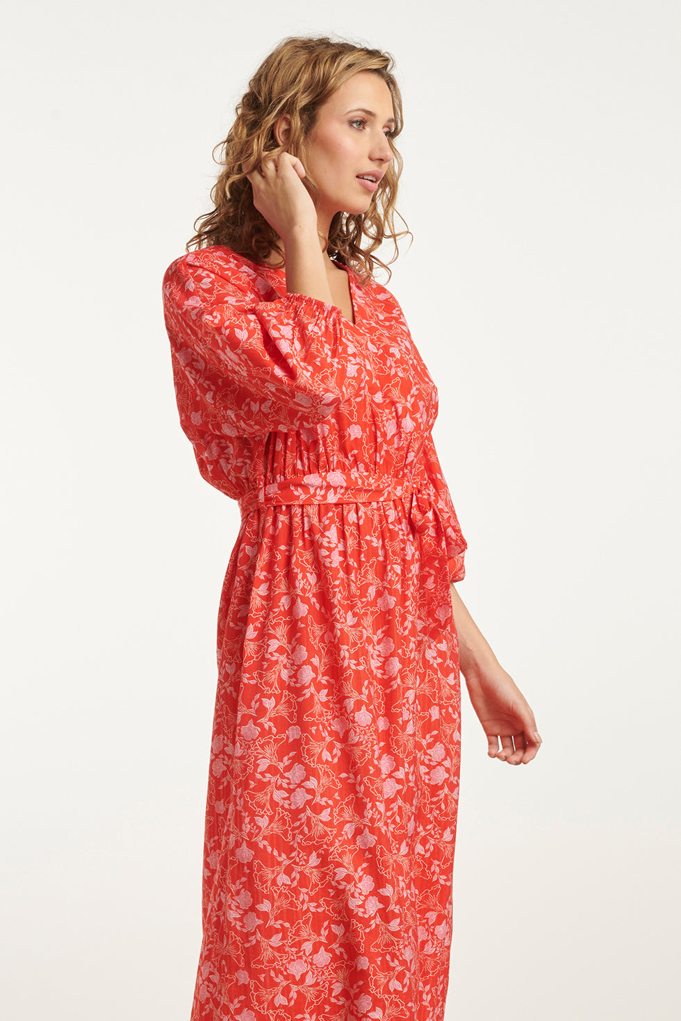 25185 Baby Bloemenprint Maxi Jurk | Red-Multicolour