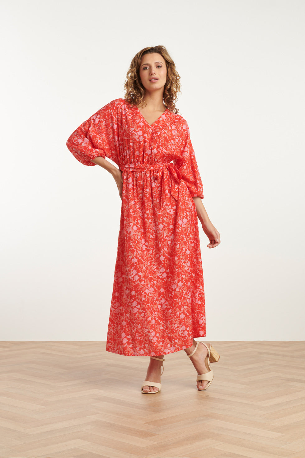 25185 Baby Bloemenprint Maxi Jurk | Red-Multicolour