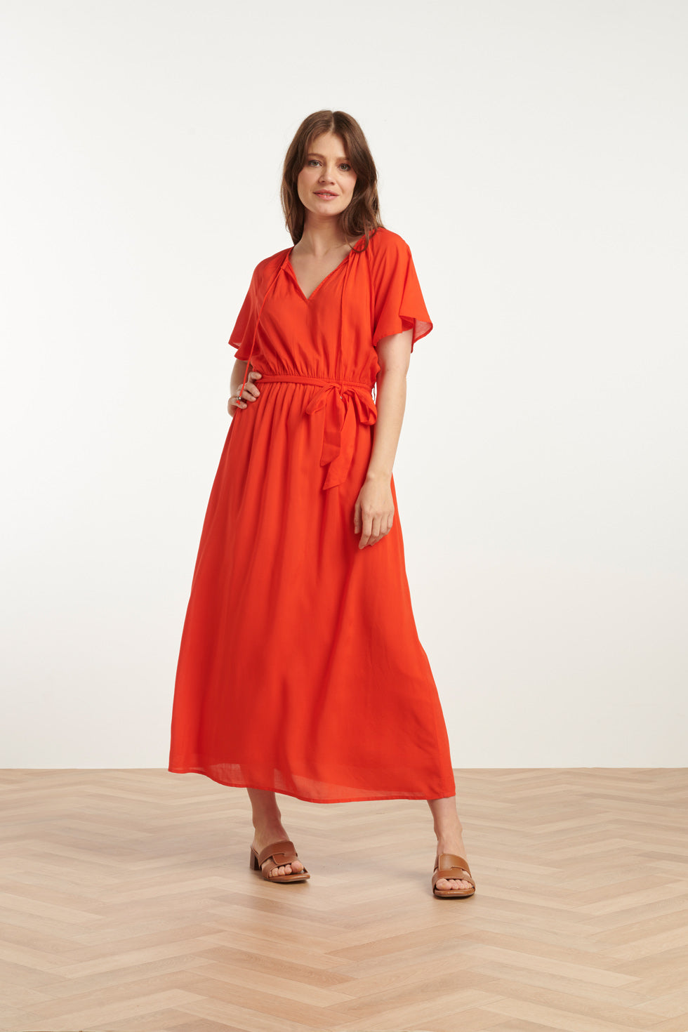 25191 Viscose Midi Jurk | Red