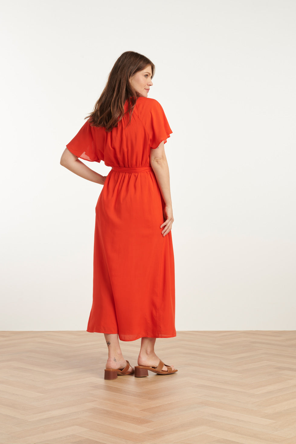 25191 Viscose Midi Jurk | Red