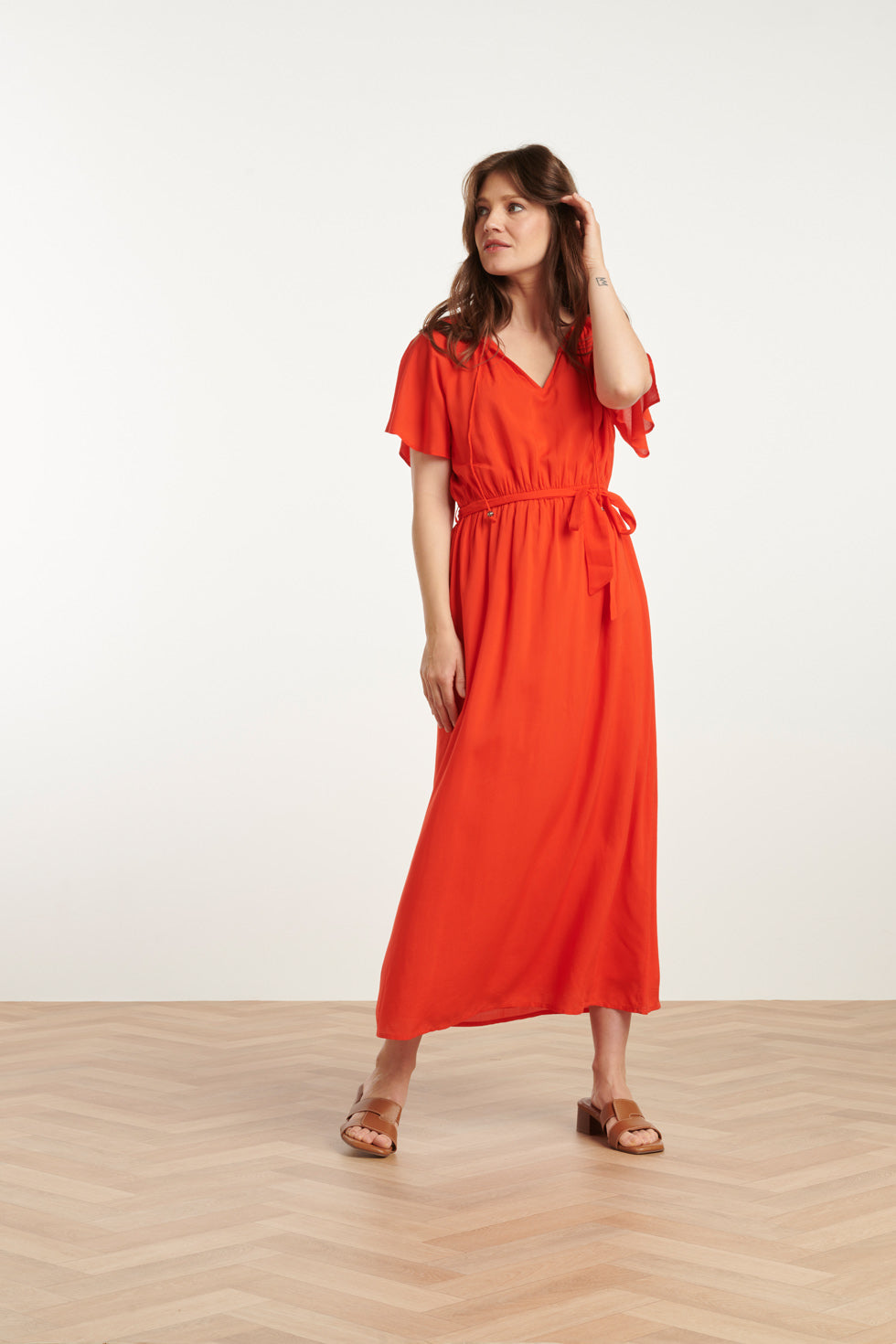25191 Viscose Midi Jurk | Red