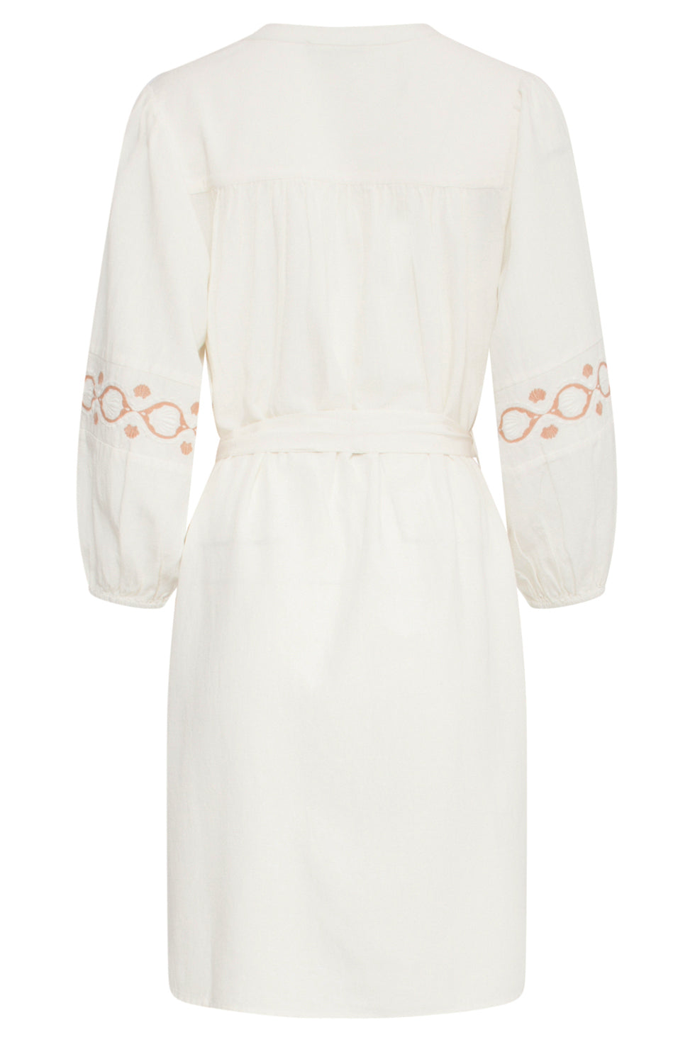 25195 Off White Jurk Met Geborduurde Mouwen | Sand-Off White