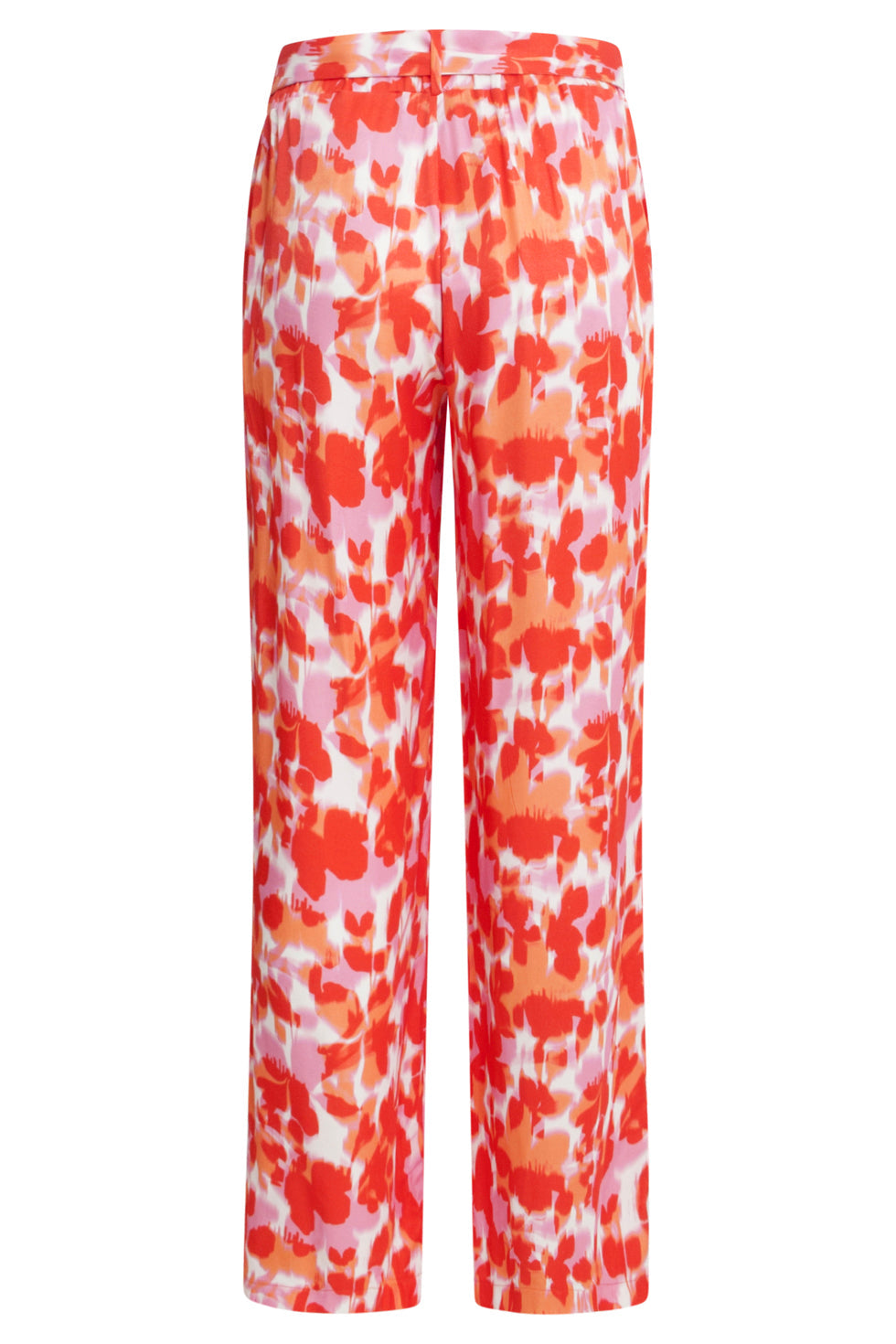 25209 Satijnen Broek Met Peach Bloemenprint | Peach-Multicolour