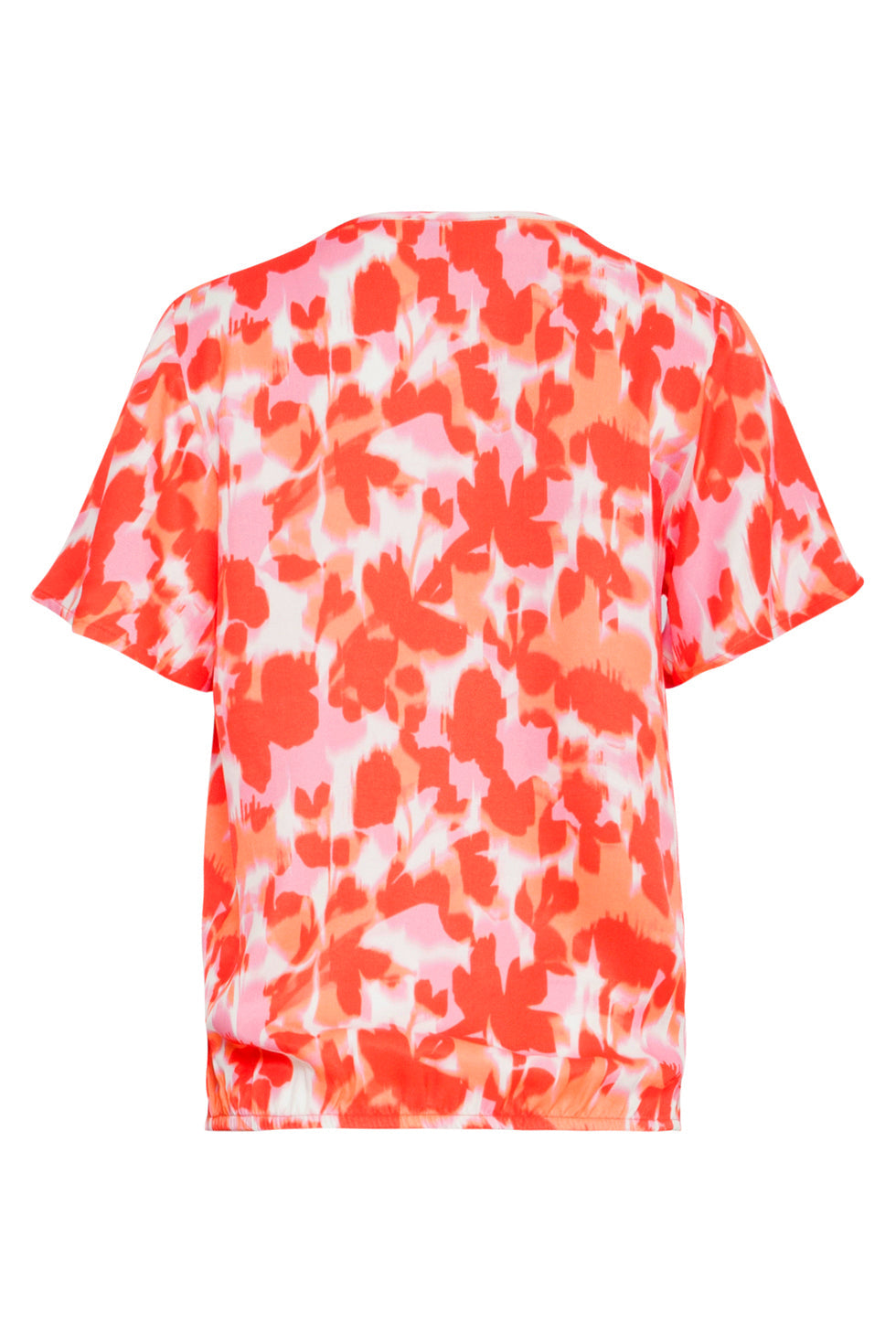 25210 Satijnen Top Met Peach Bloemenprint | Peach-Multicolour