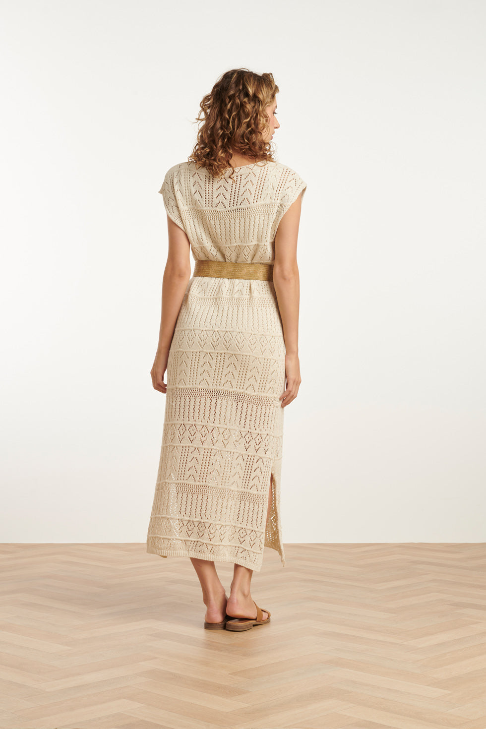 25214 Off White Crochet Midi Jurk | White