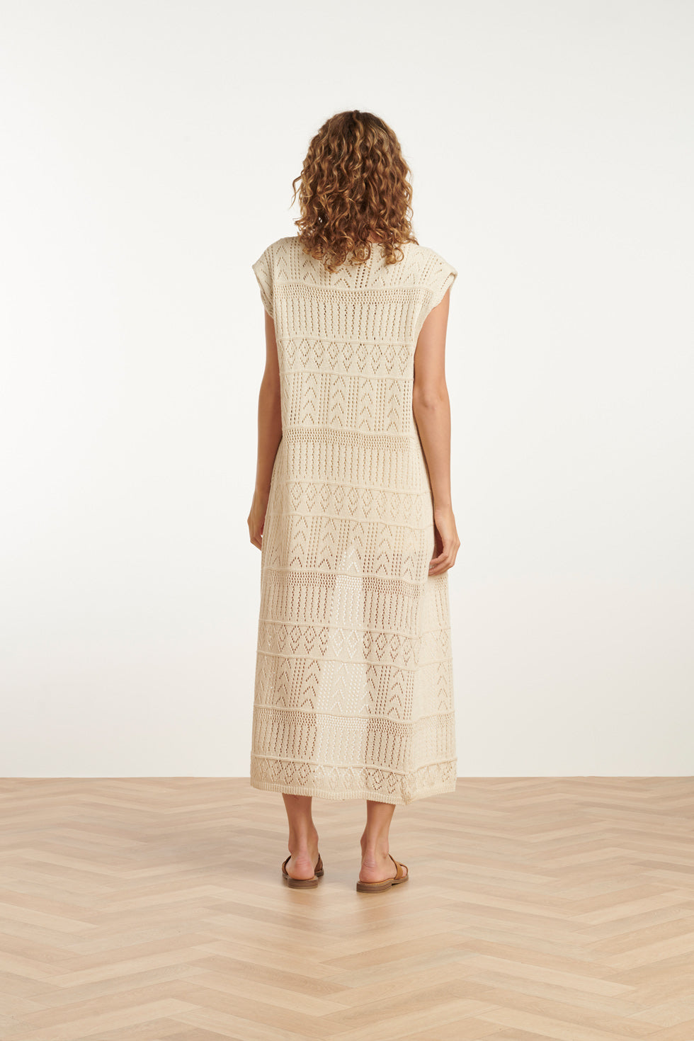 25216 Off White Crochet Midi Cardigan | White
