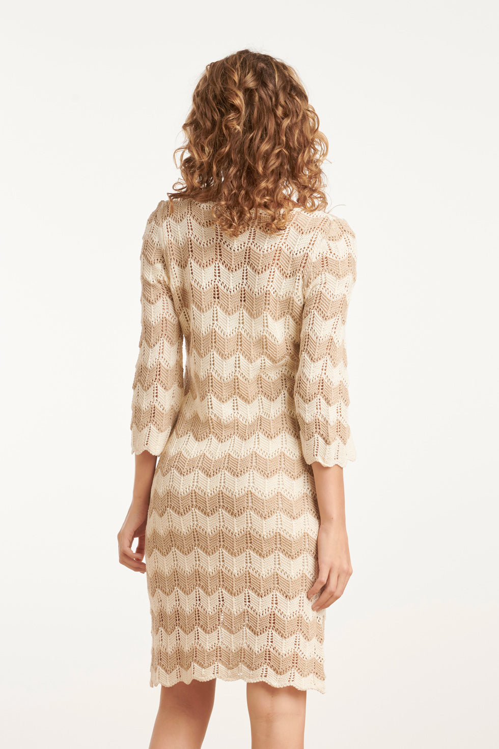 25219 E Zigzag Crochet Jurk | Sand-Off White