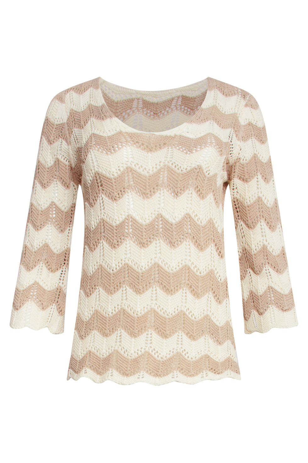 25220 E Zigzag Crochet Top | Sand-Off White