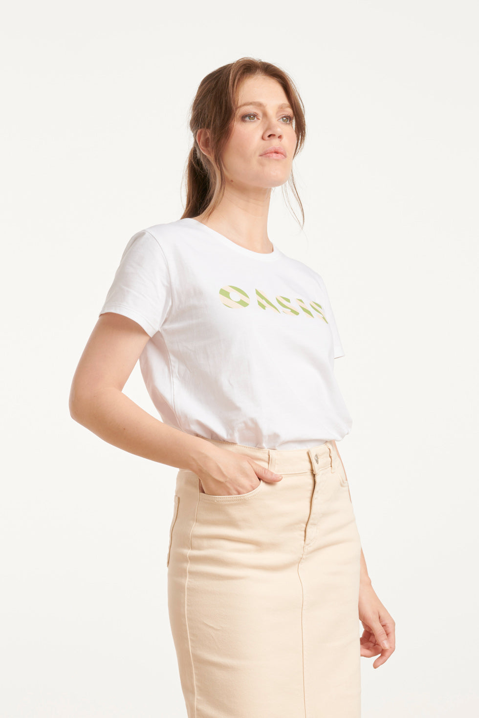 25225 Te Katoenen T-Shirt Met Oasis Print | White - Muticolour