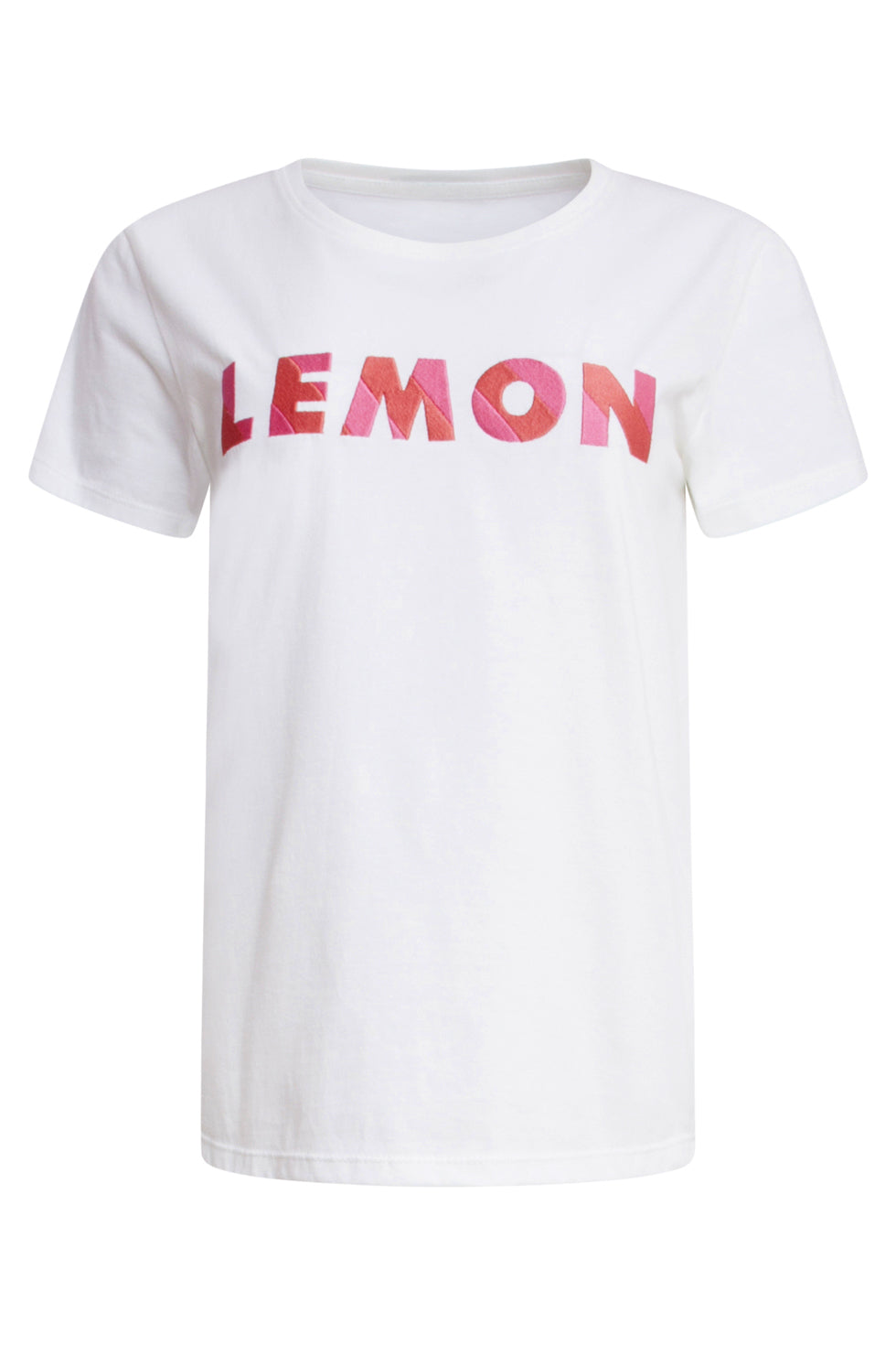 25228 Te Katoenen T-Shirt Met Geborduurd Lemon Print | White-Multicolour