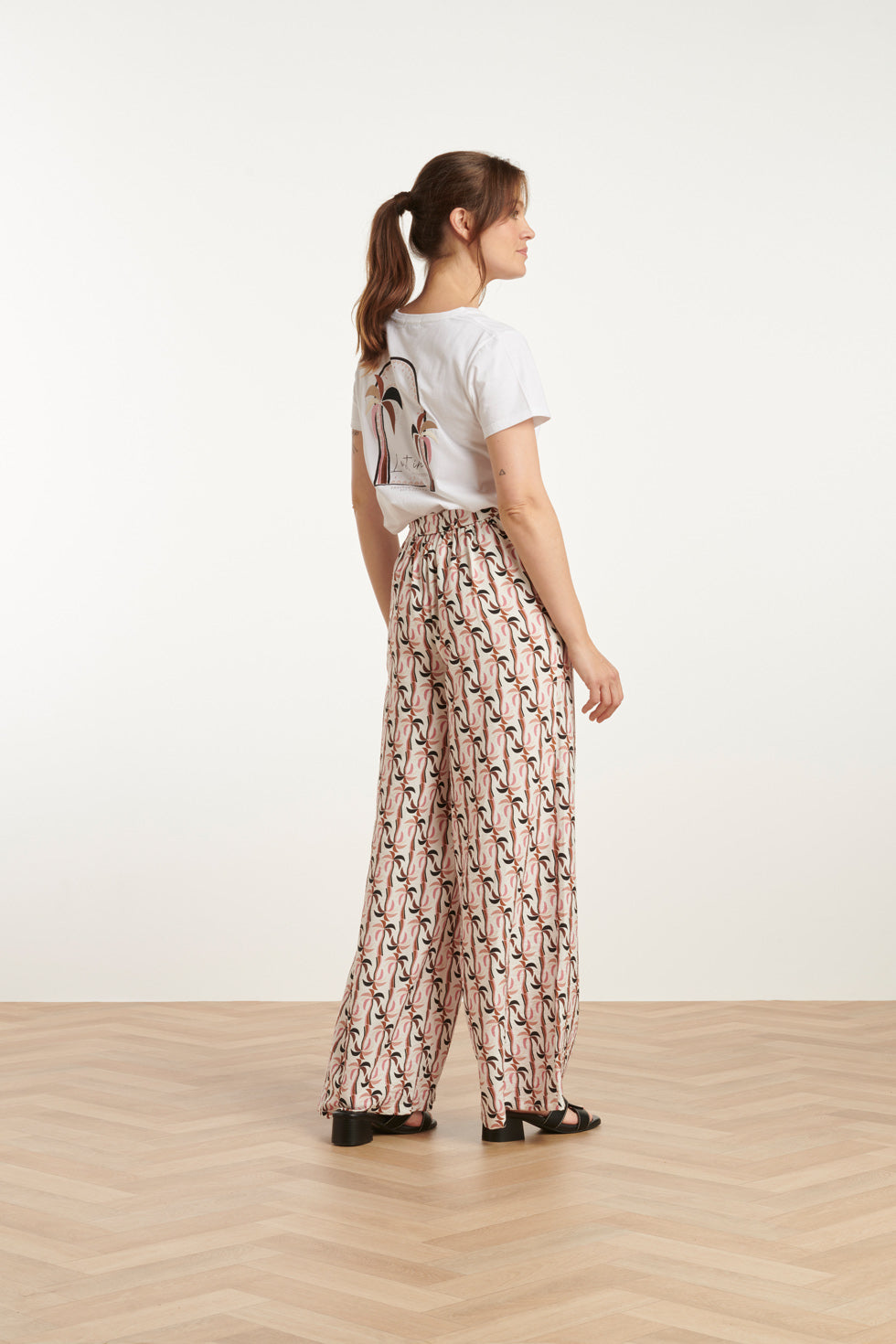 25230 Te Katoenen T-Shirt Met Palmprintmauve E Hues | White - Muticolour