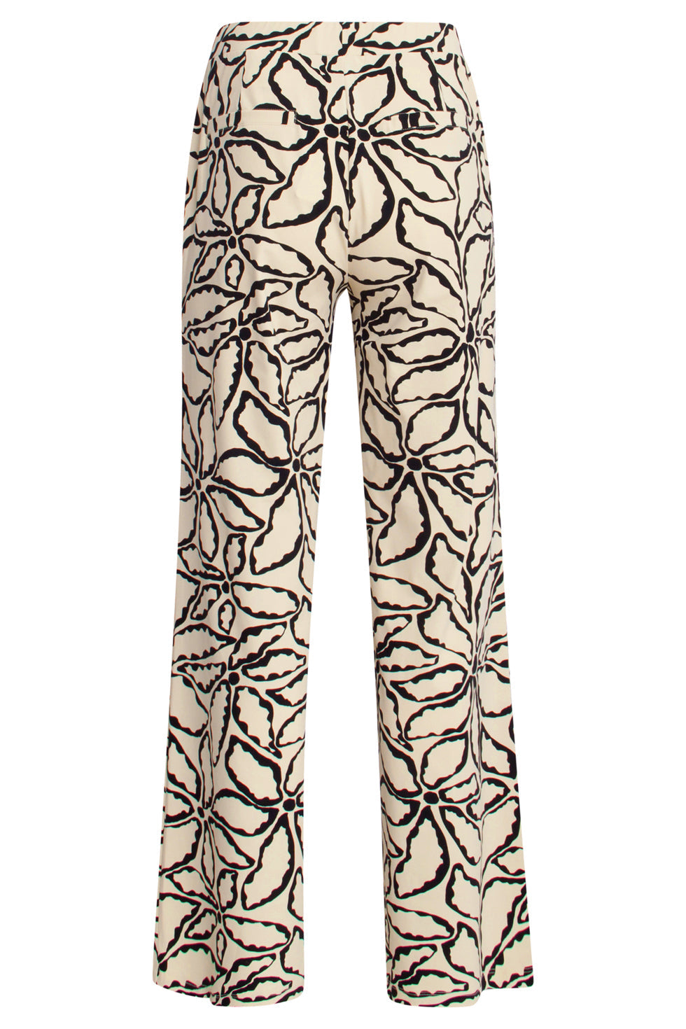 25235 Wide Leg Travel Quality Broek Met E Bloemenprint | Sand-Black