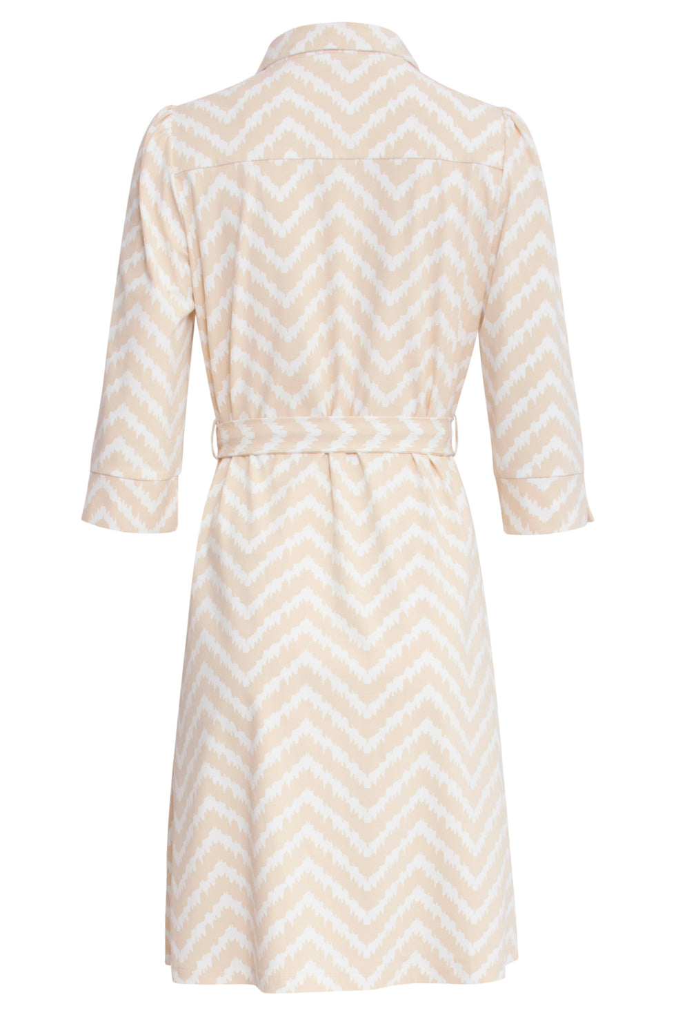 25244 Offwhite Zigzag Geprinte Jurktravelkwaliteit | Off White - Sand