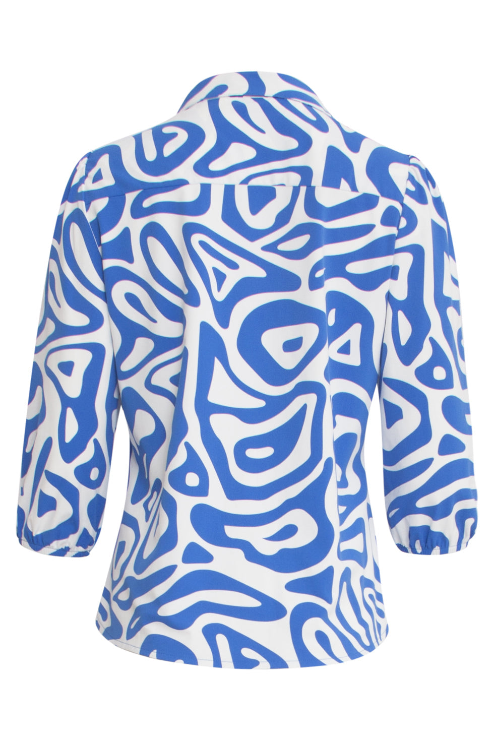 25249 Cobaltte Graphic Geprinte Blousetravelkwaliteit | Cobalt - White