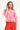 25262 Top Met Bloemenborduurselsv-Hals | Pink - Red