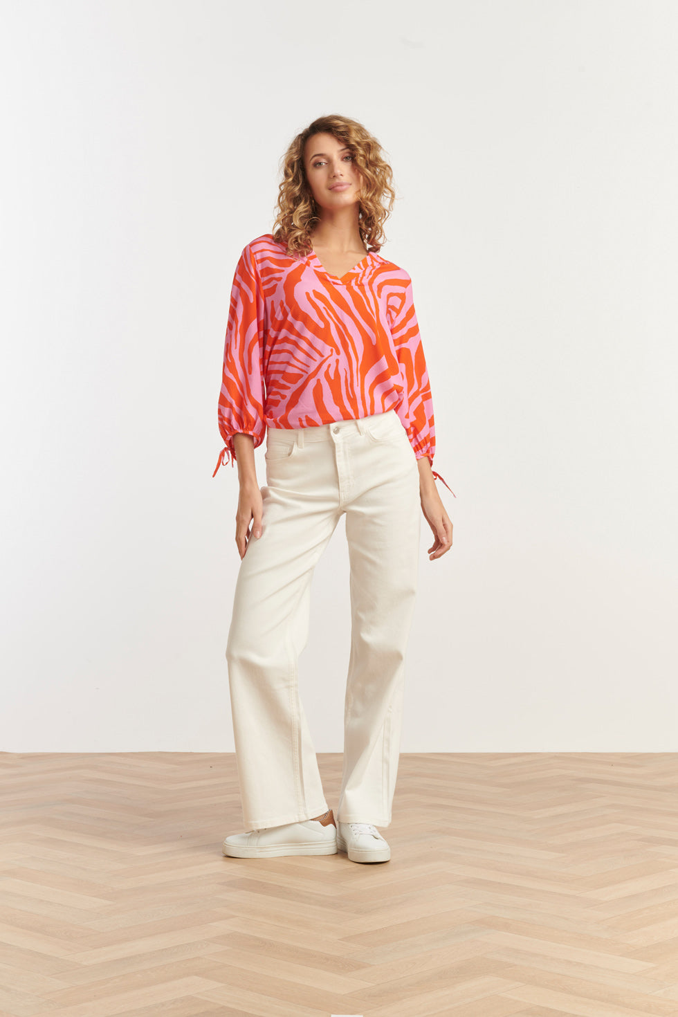 25264 Top Met Dierenprint | Pink-Orange