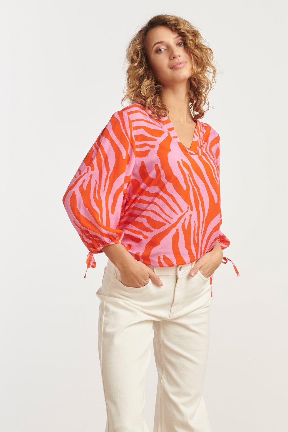 25264 Top Met Dierenprint | Pink-Orange