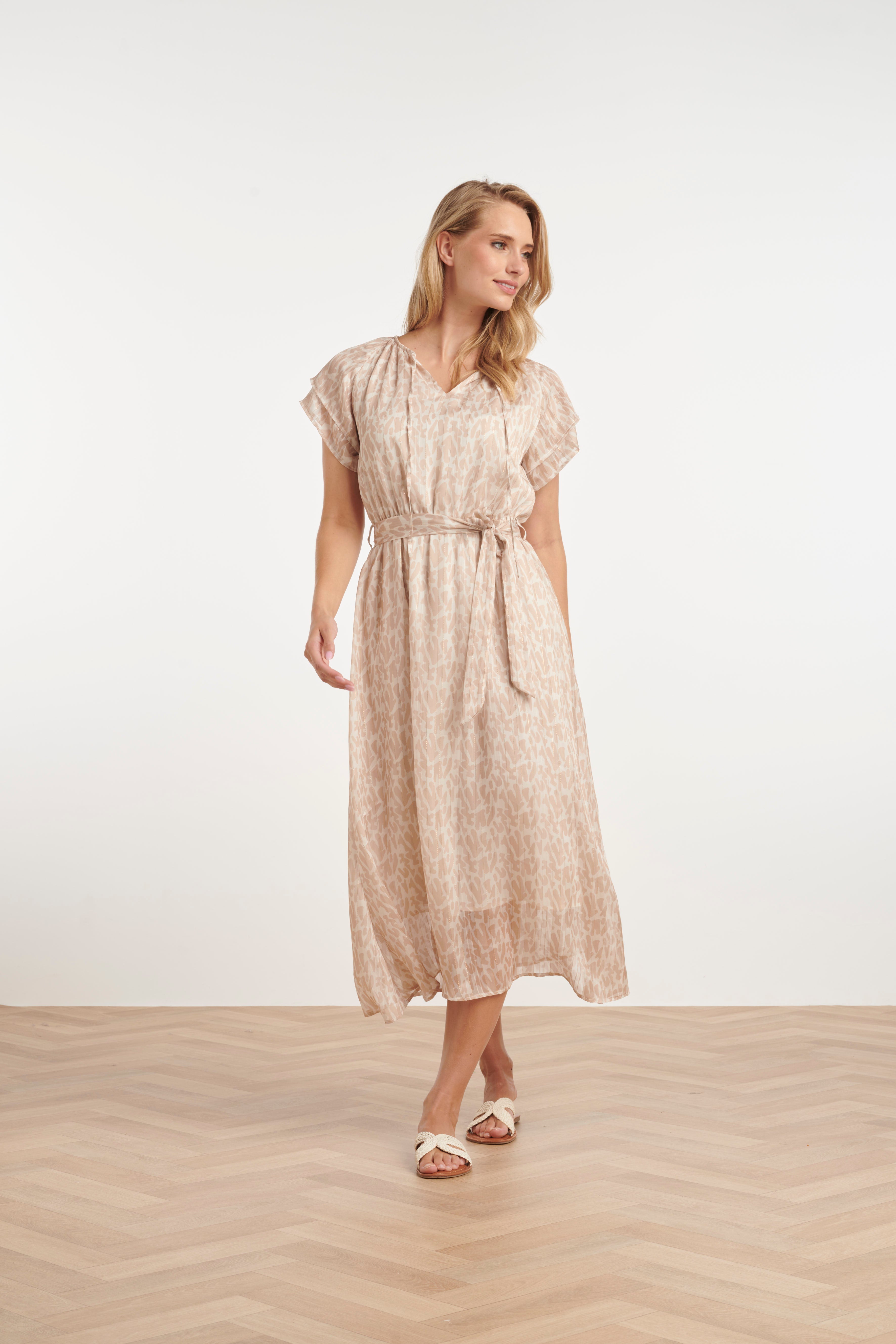 25335, Jurken | Sand - Off White