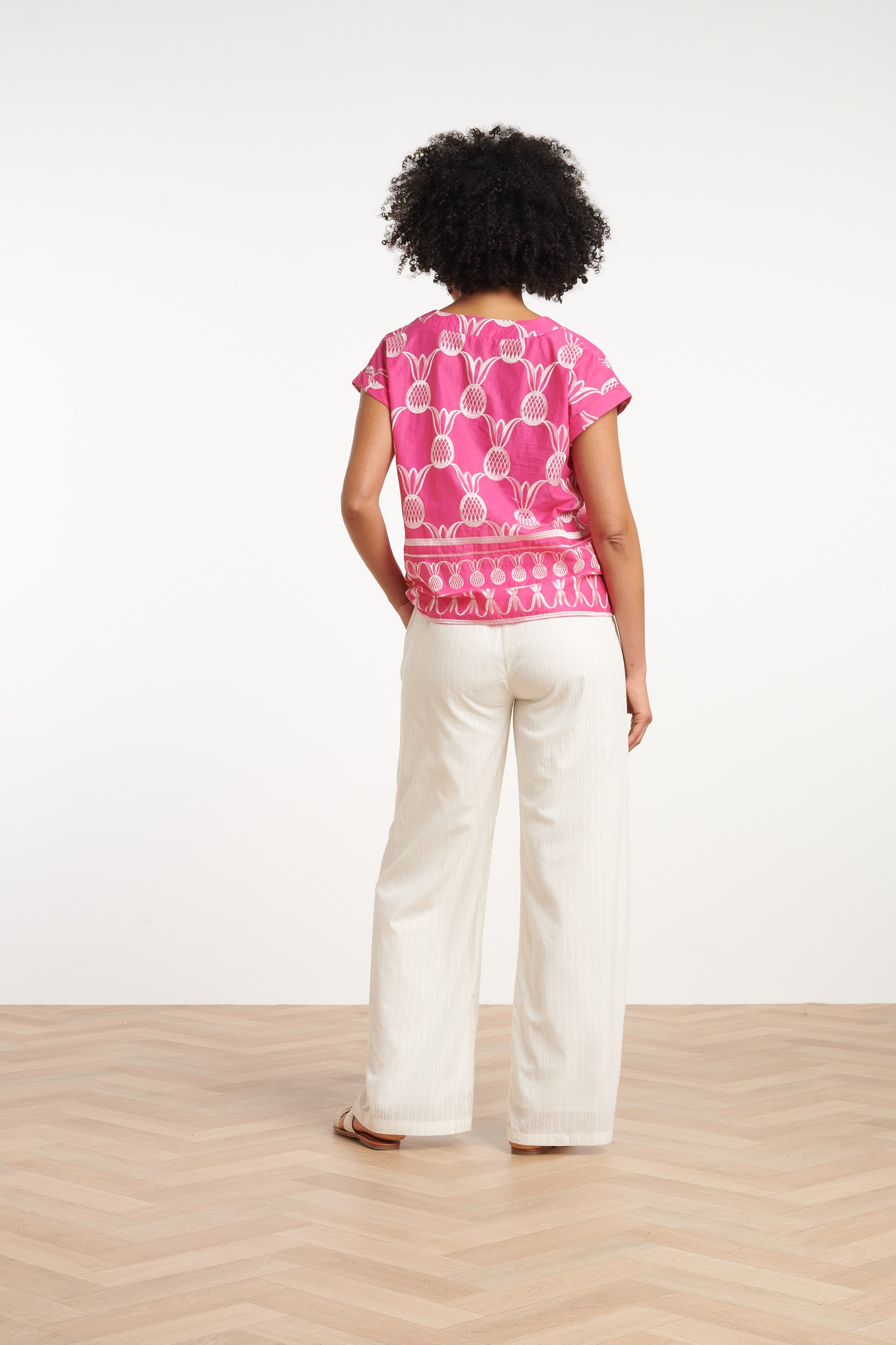 25359, Tops | Fuchsia-White