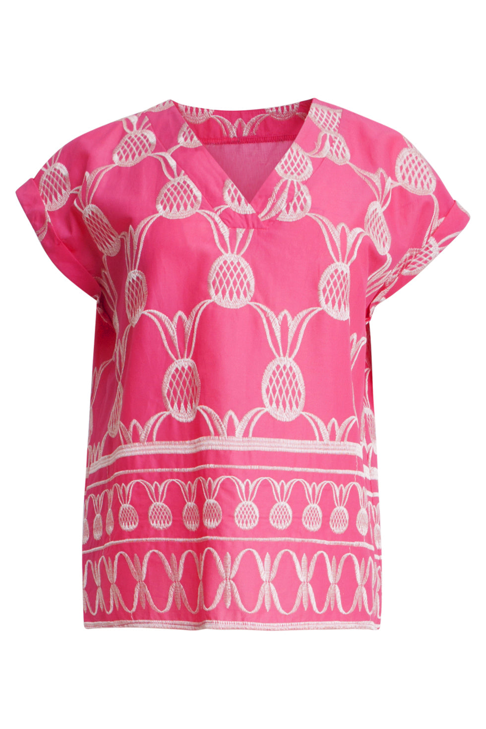 25359, Tops | Fuchsia-White