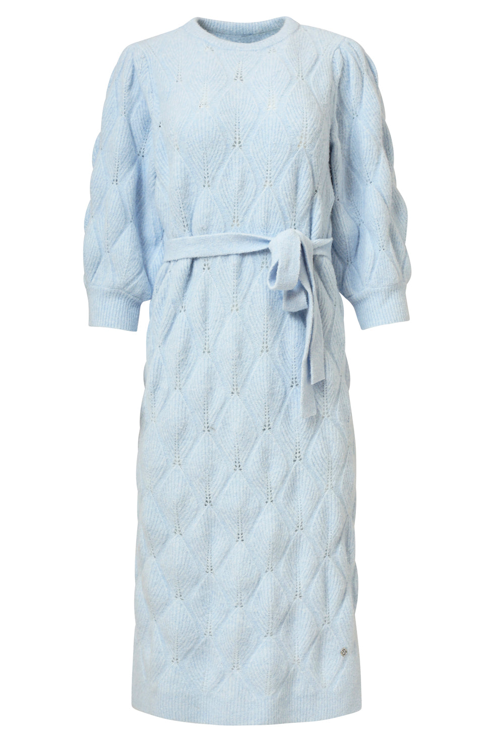 25501 Smashed Lemon Damesgebreide Midi Jurk | Light Blue