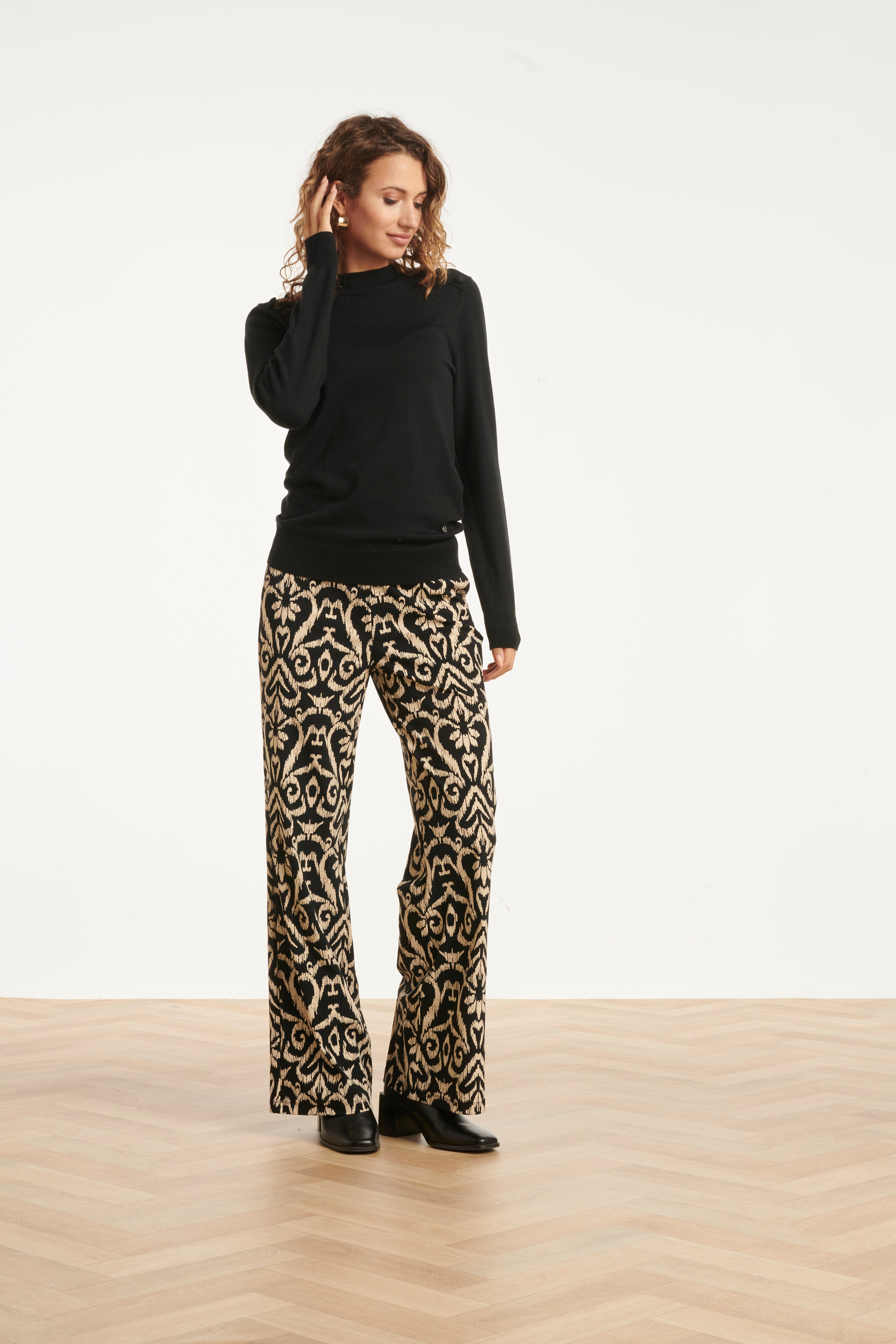 25505 Smashed Lemon Damesgebreide Top met Lurex | Black