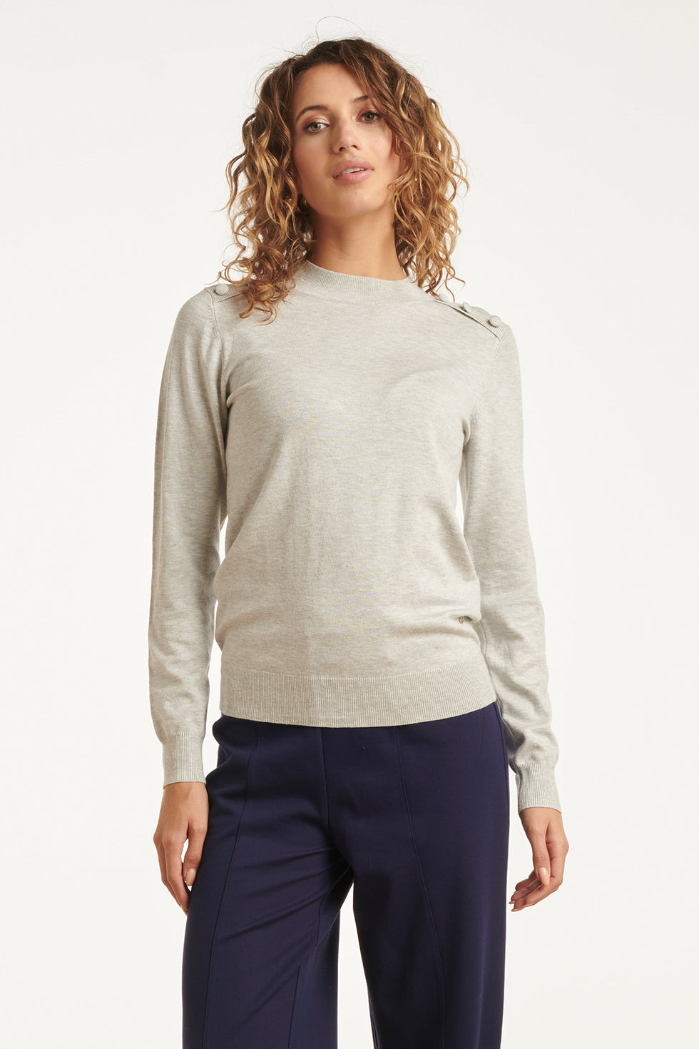 25505 Smashed Lemon Damesgebreide Top met Lurex | Grey