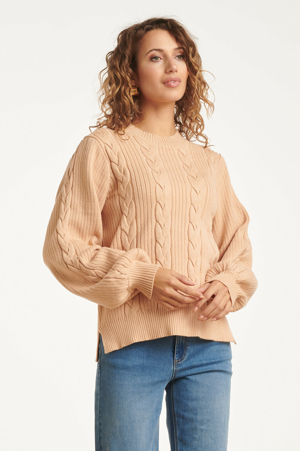 25508 Smashed Lemon Damesgestructureerd Gebreide Trui | Camel