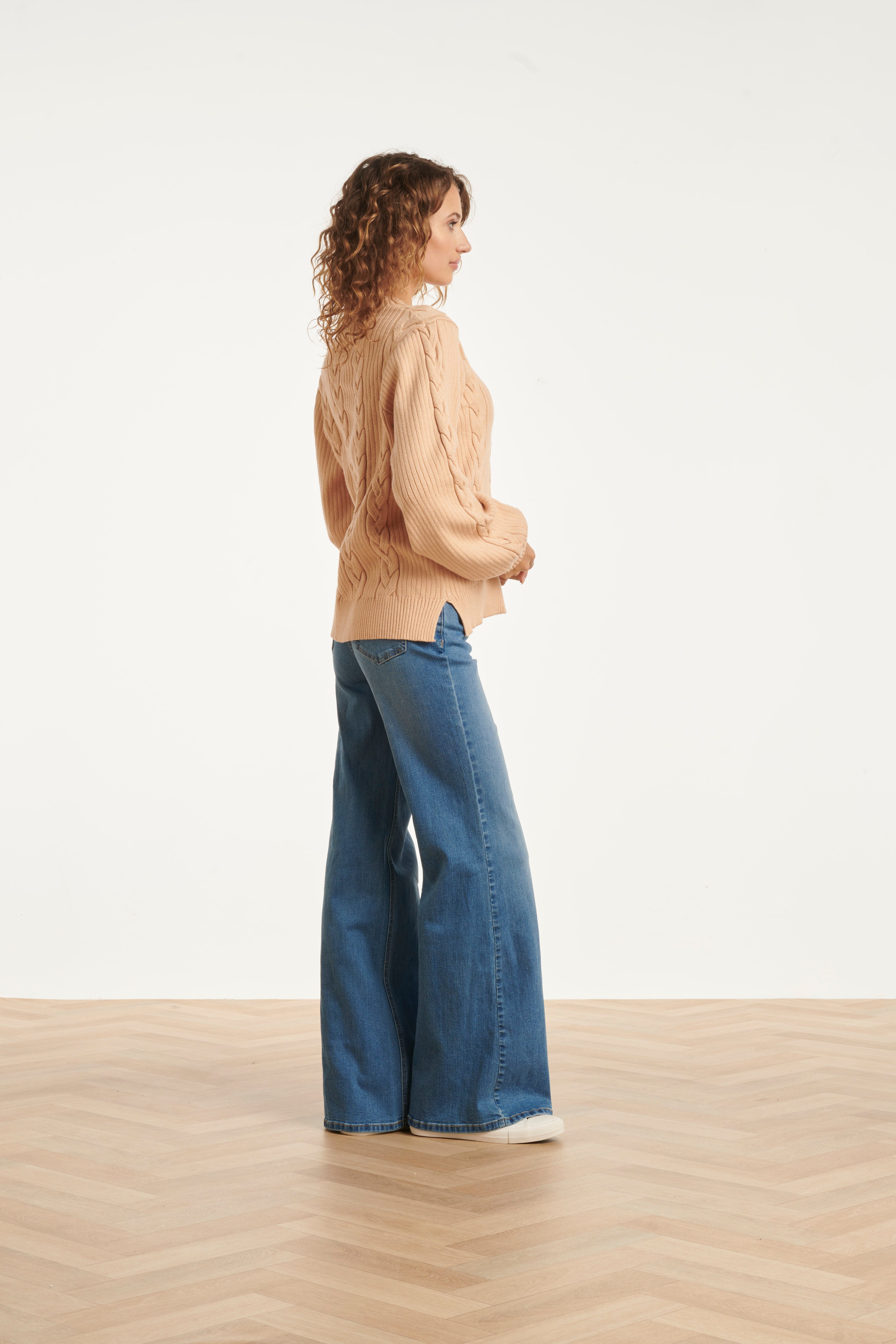 25508 Smashed Lemon Damesgestructureerd Gebreide Trui | Camel