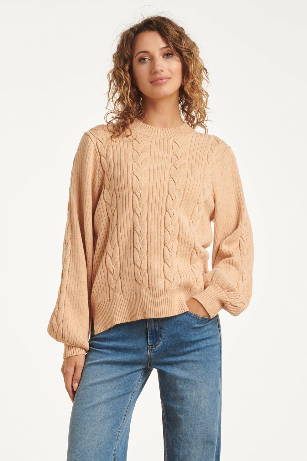 25508 Smashed Lemon Damesgestructureerd Gebreide Trui | Camel