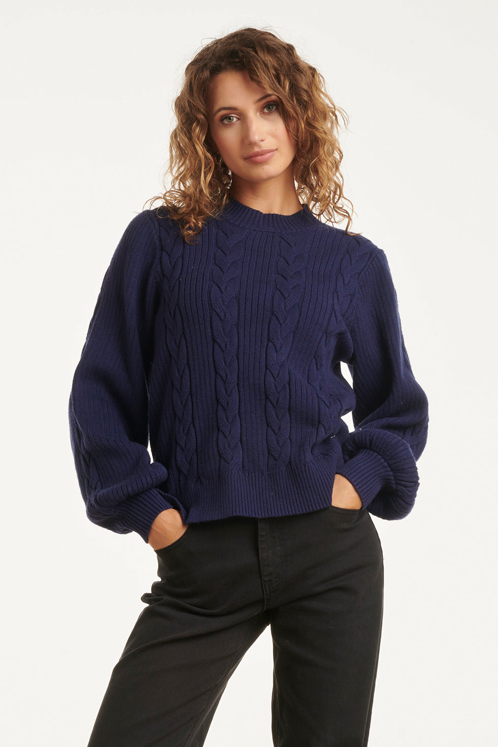 25508 Smashed Lemon Damesgestructureerd Gebreide Trui | Navy