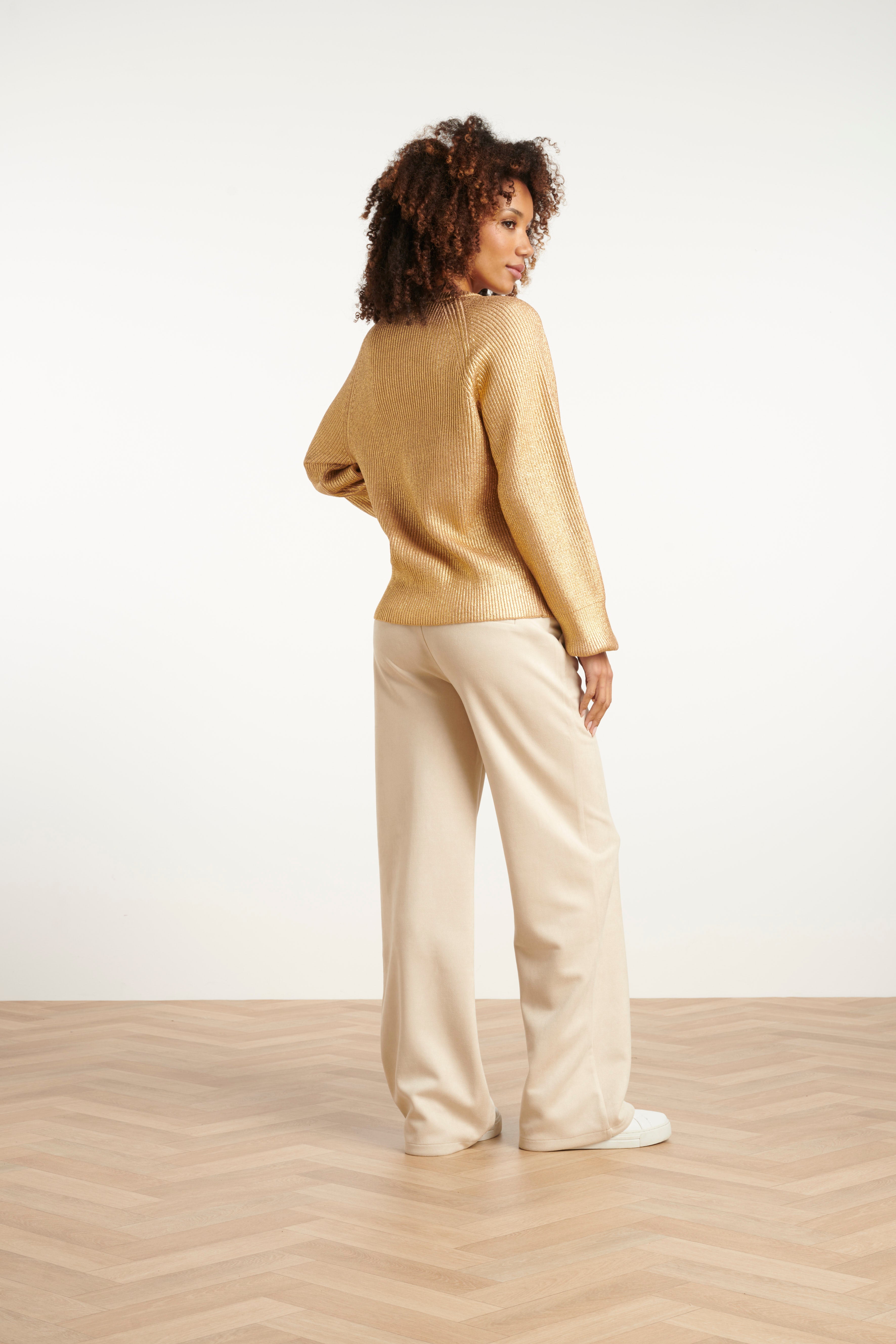 25519 Smashed Lemon Gebreide Gelakt Damestop | Gold