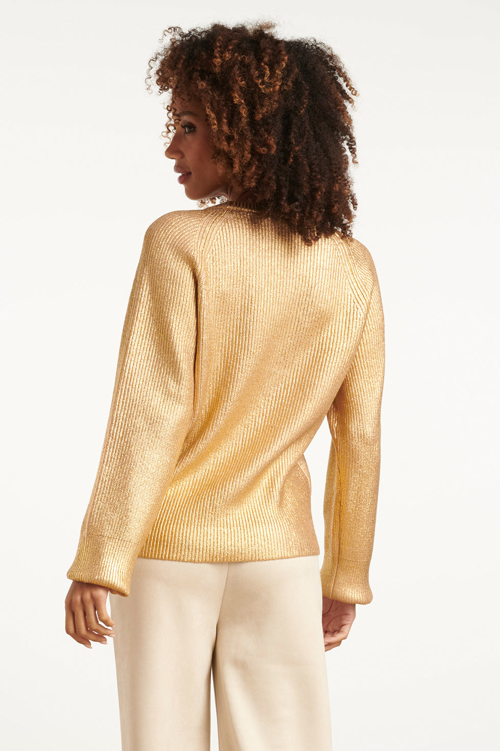 25519 Smashed Lemon Gebreide Gelakt Damestop | Gold