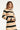 25527 Smashed Lemon Damesgebreide Jurk Zand met Golfpatroon Pof... | Black - Sand