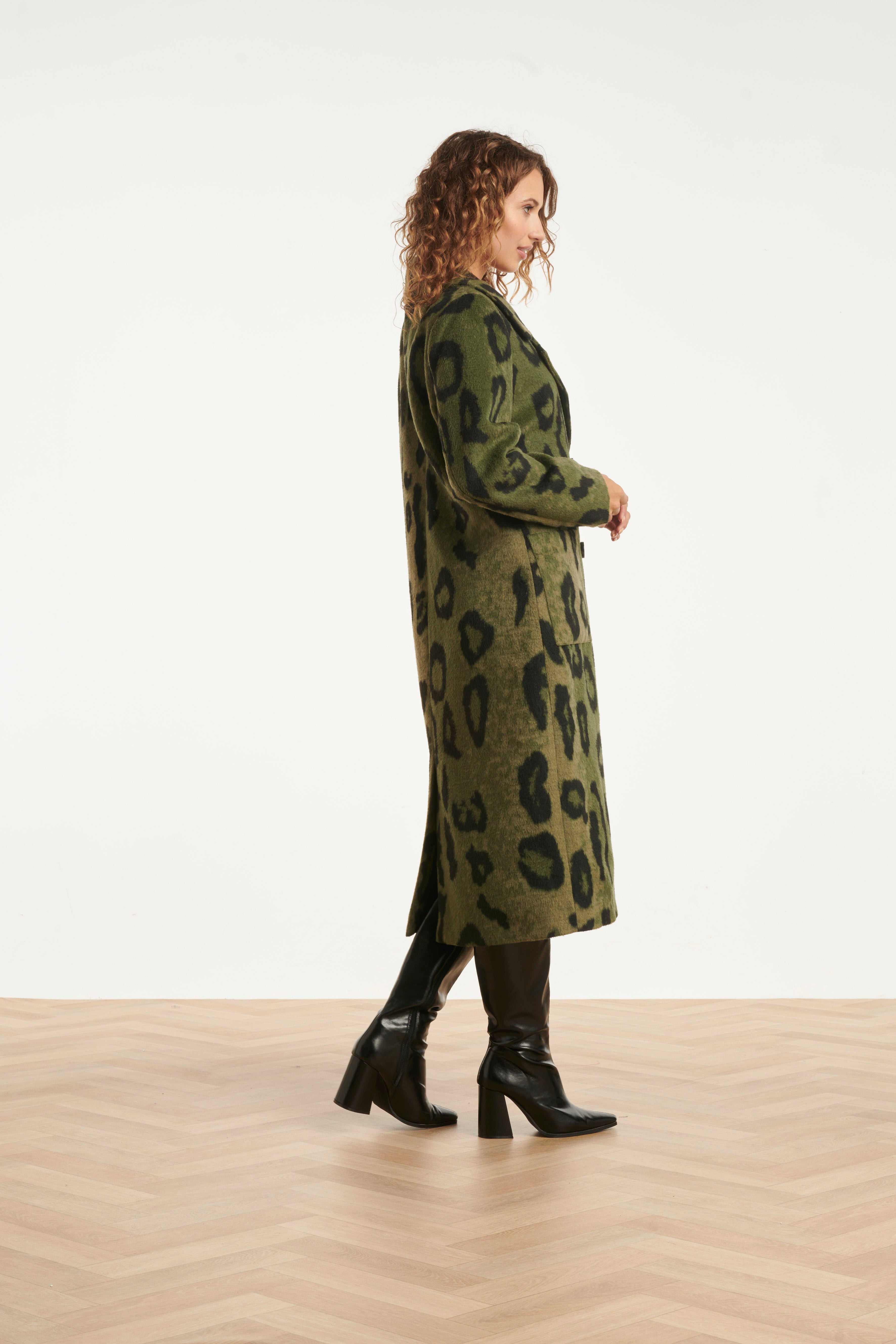 25541 Dierenprint Jas in Army met Zwart | Army - Black