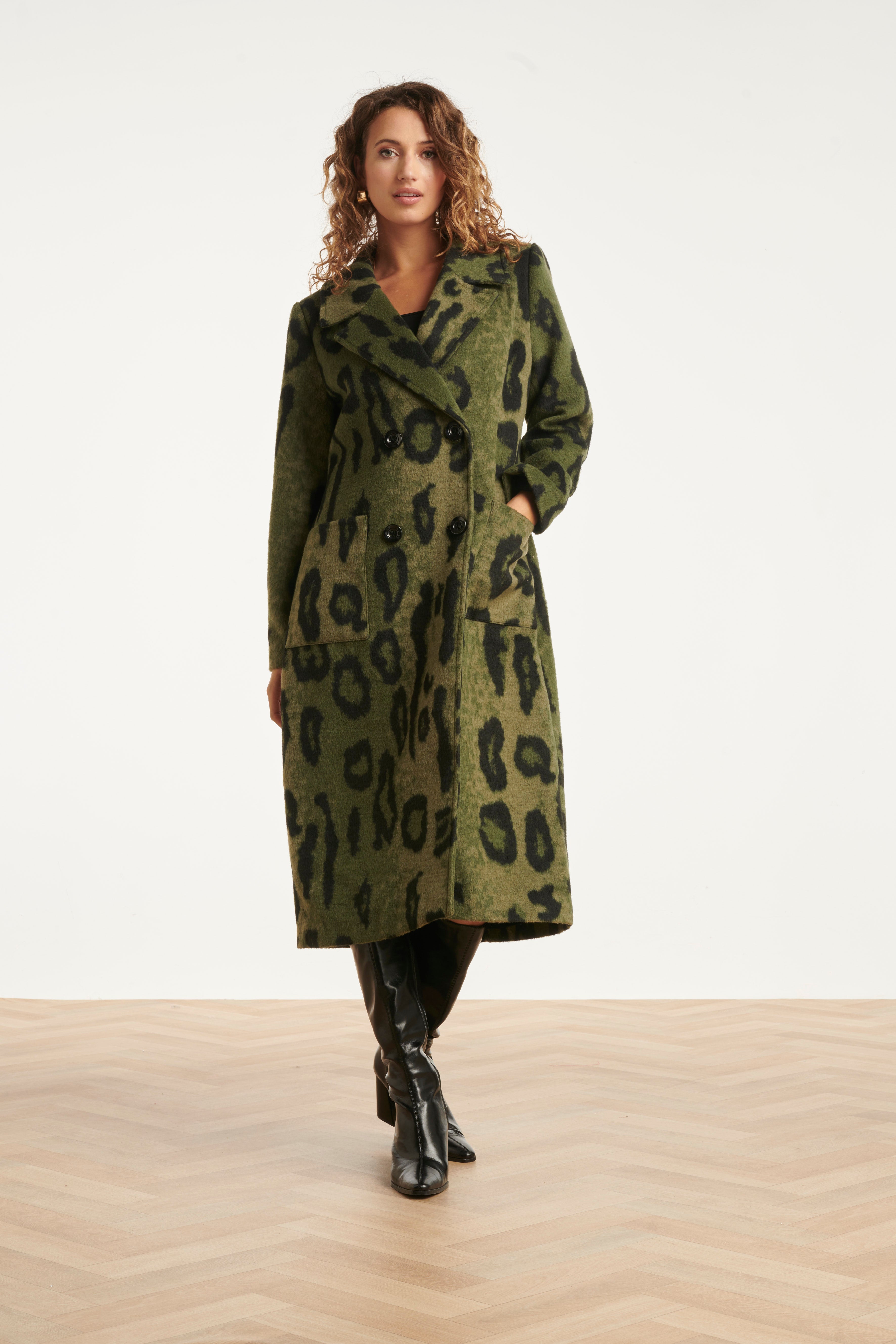 25541 Dierenprint Jas in Army met Zwart | Army - Black