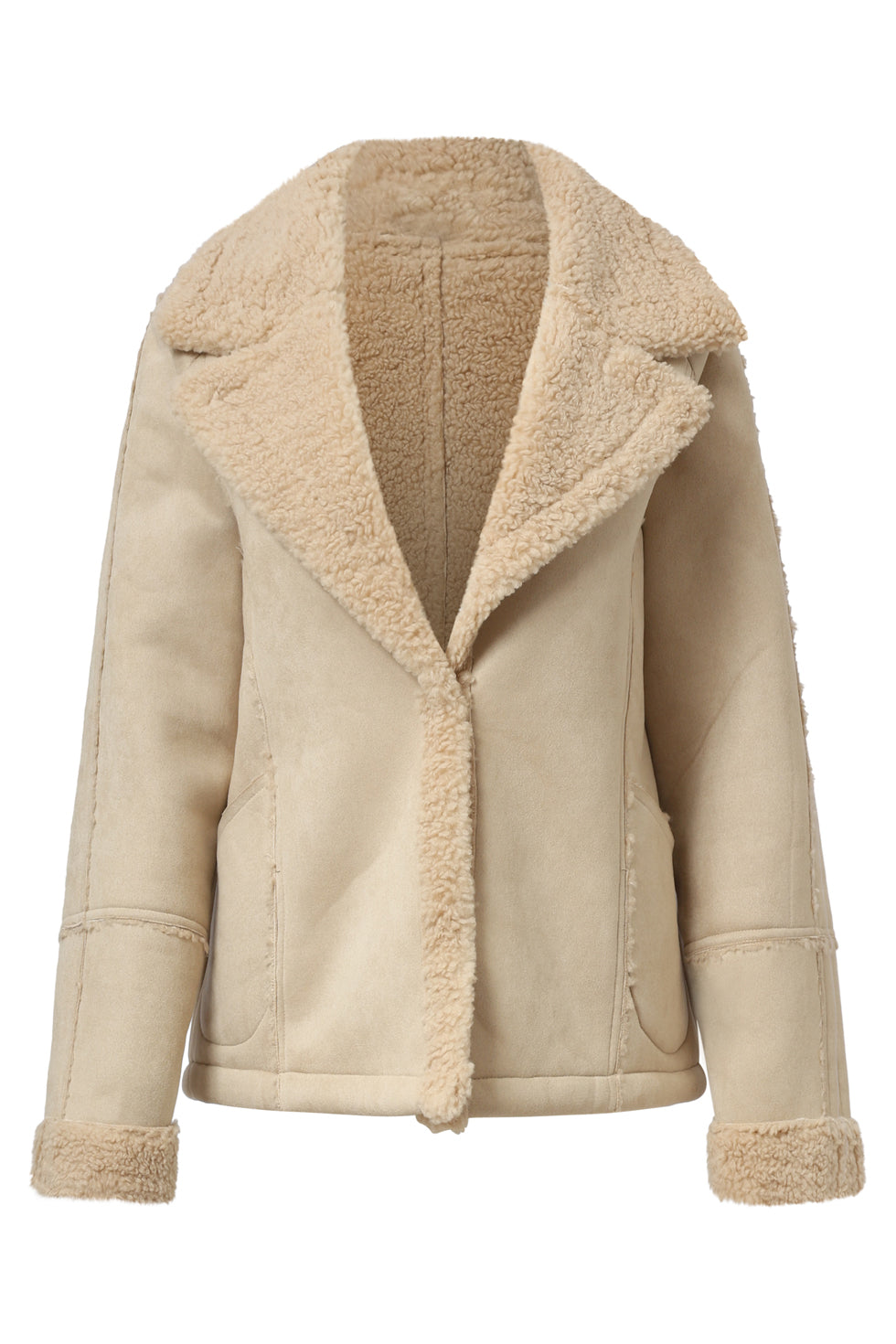 25553 Smashed Lemon Korte Lammy Jas met Reverskraag | Sand