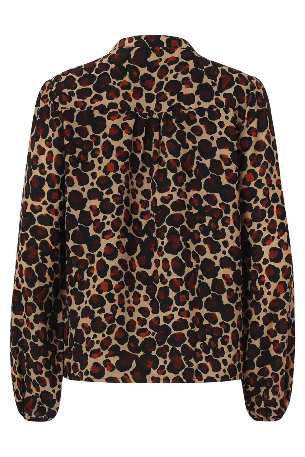 25562 Chiffon Blouse Met CheetahprInt En PofmouwEn in Camel en Bruin | Camel - Brown