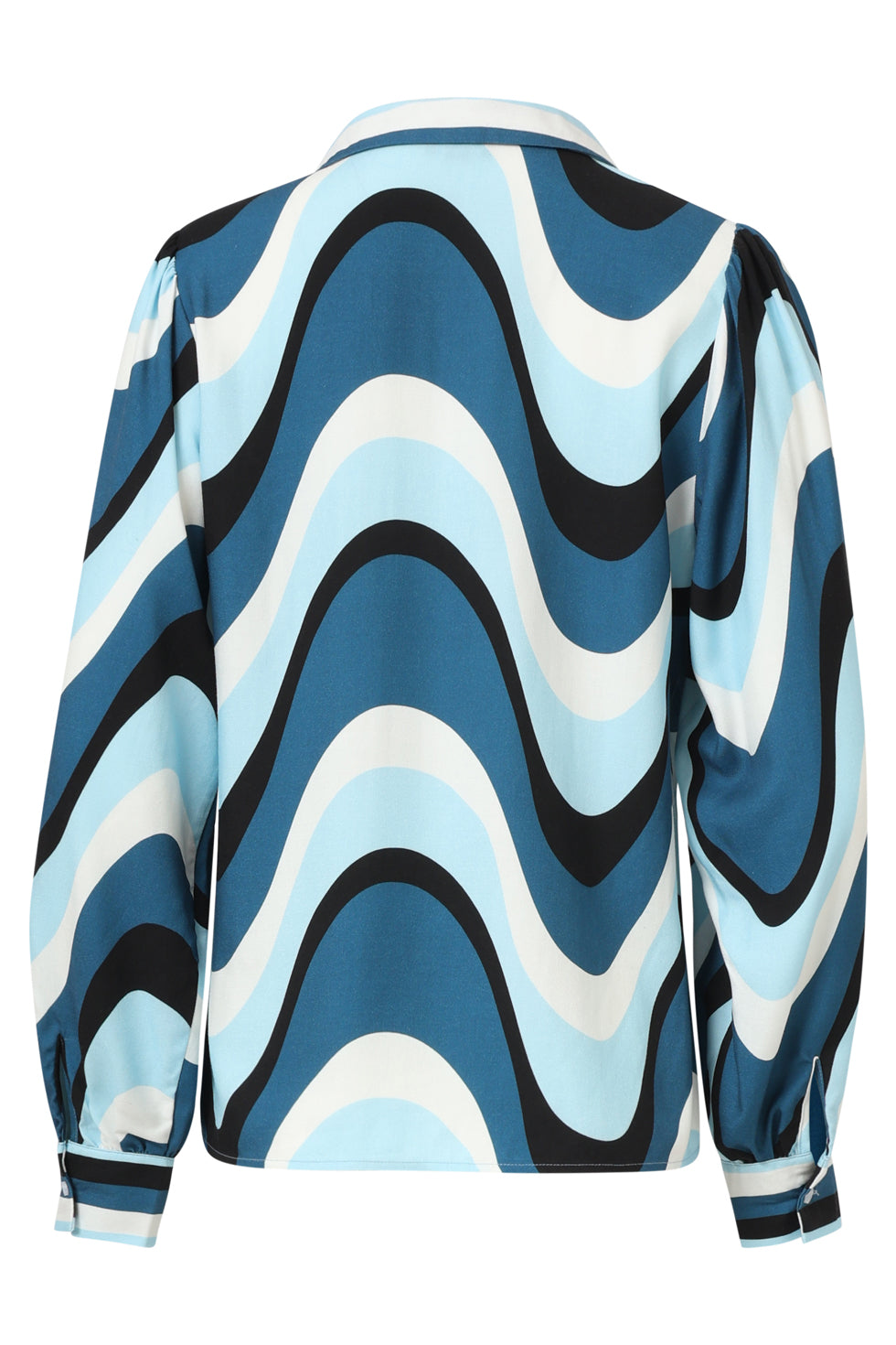 25575 GolvEnde PrInt Top in  Zwart en Blauw | Light Blue - Muticolour