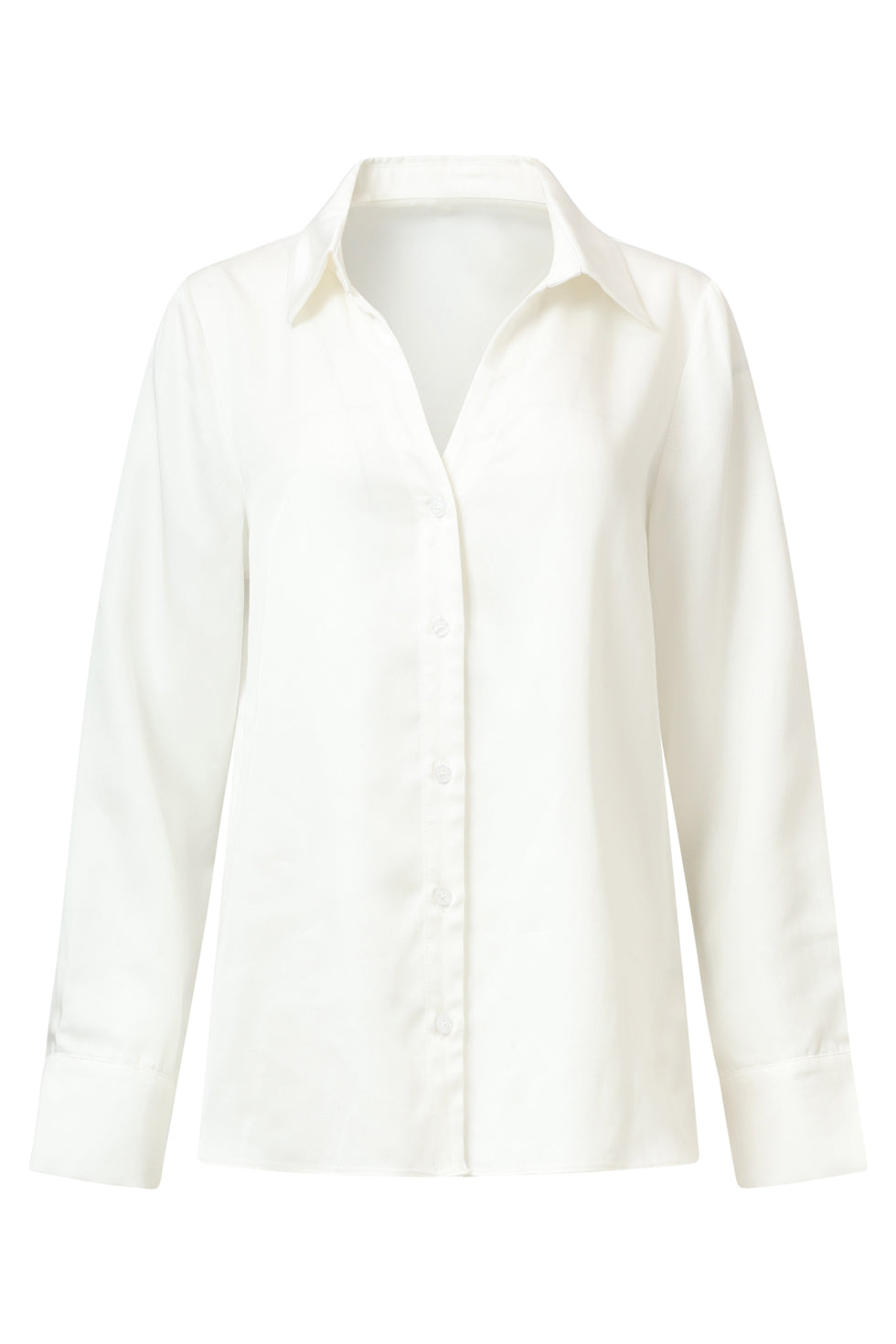 25613 Smashed Lemon Doorknoopshirt met V Hals & Kraag | Off White