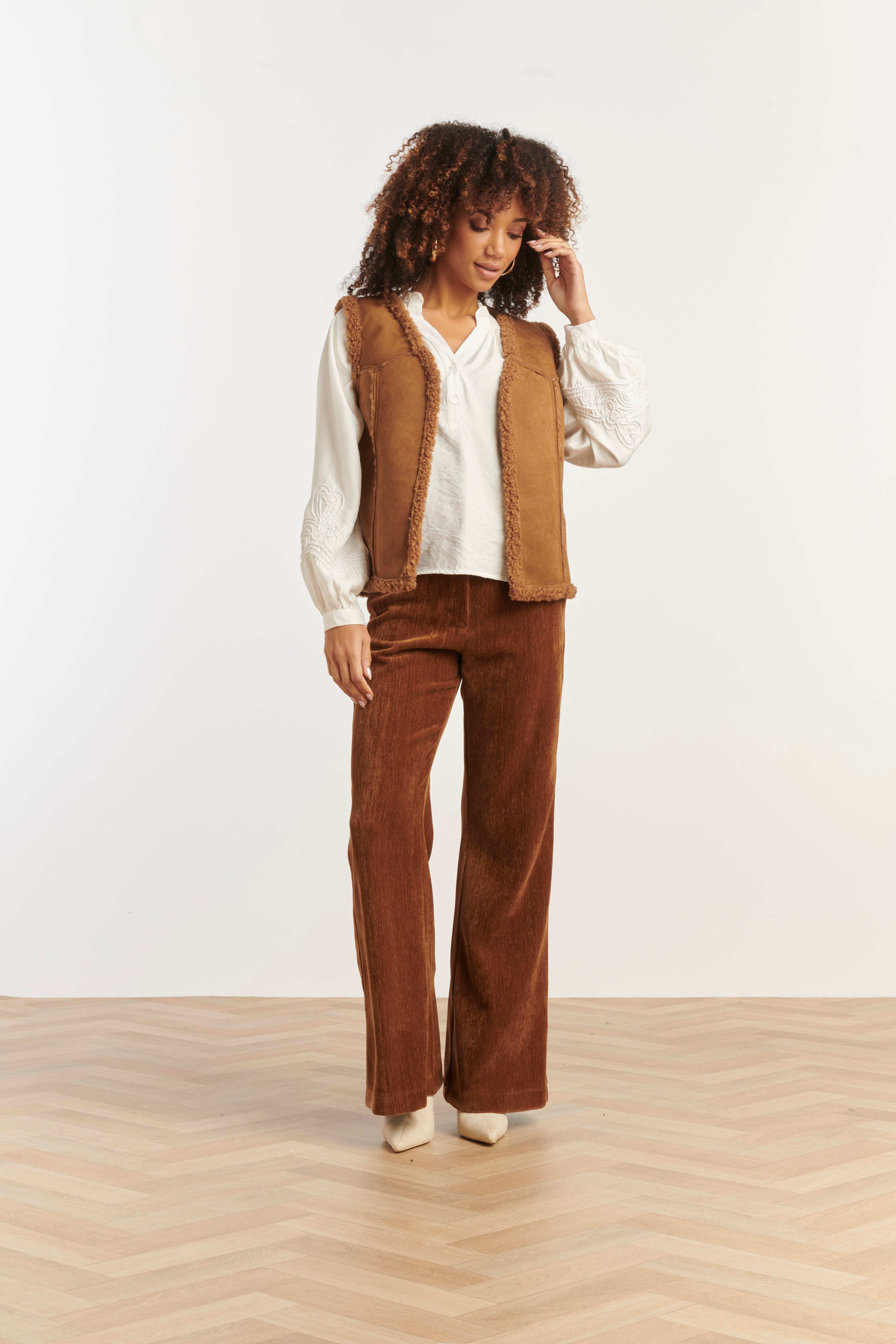 25619 Smashed Lemon Dameslammy Gilet | Cognac