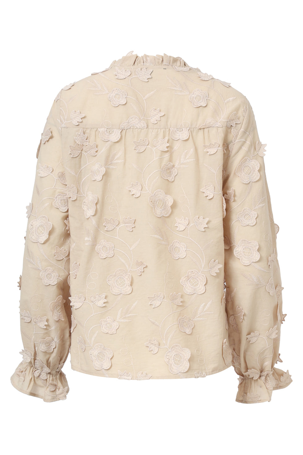 25624 Smashed Lemon Dames3d Bloemenprint Top met V Hals | Sand