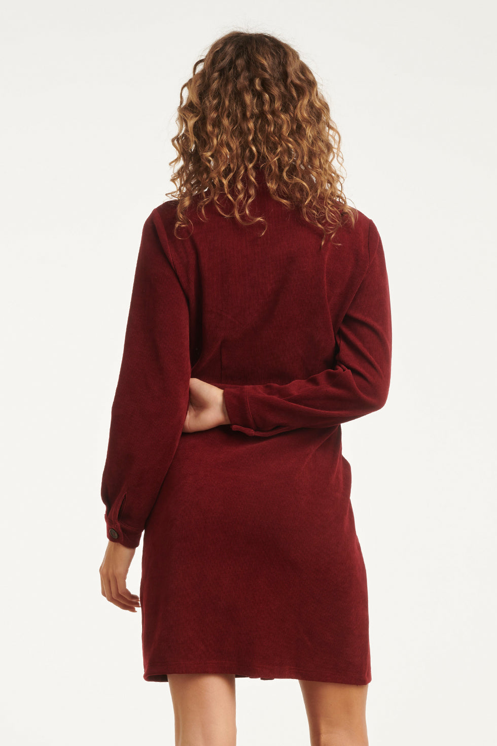 25625 Damescorduroy Overhemdjurk | Bordeaux
