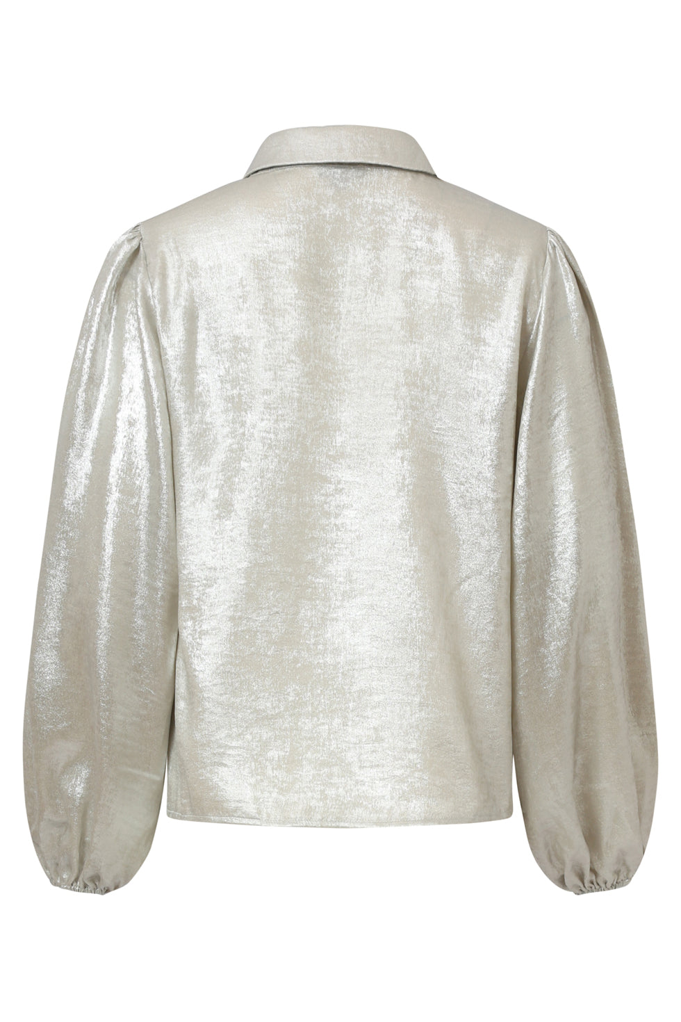 25633 Smashed Lemon Damesglanzende Top met Trendy Losvallende P... | Silver