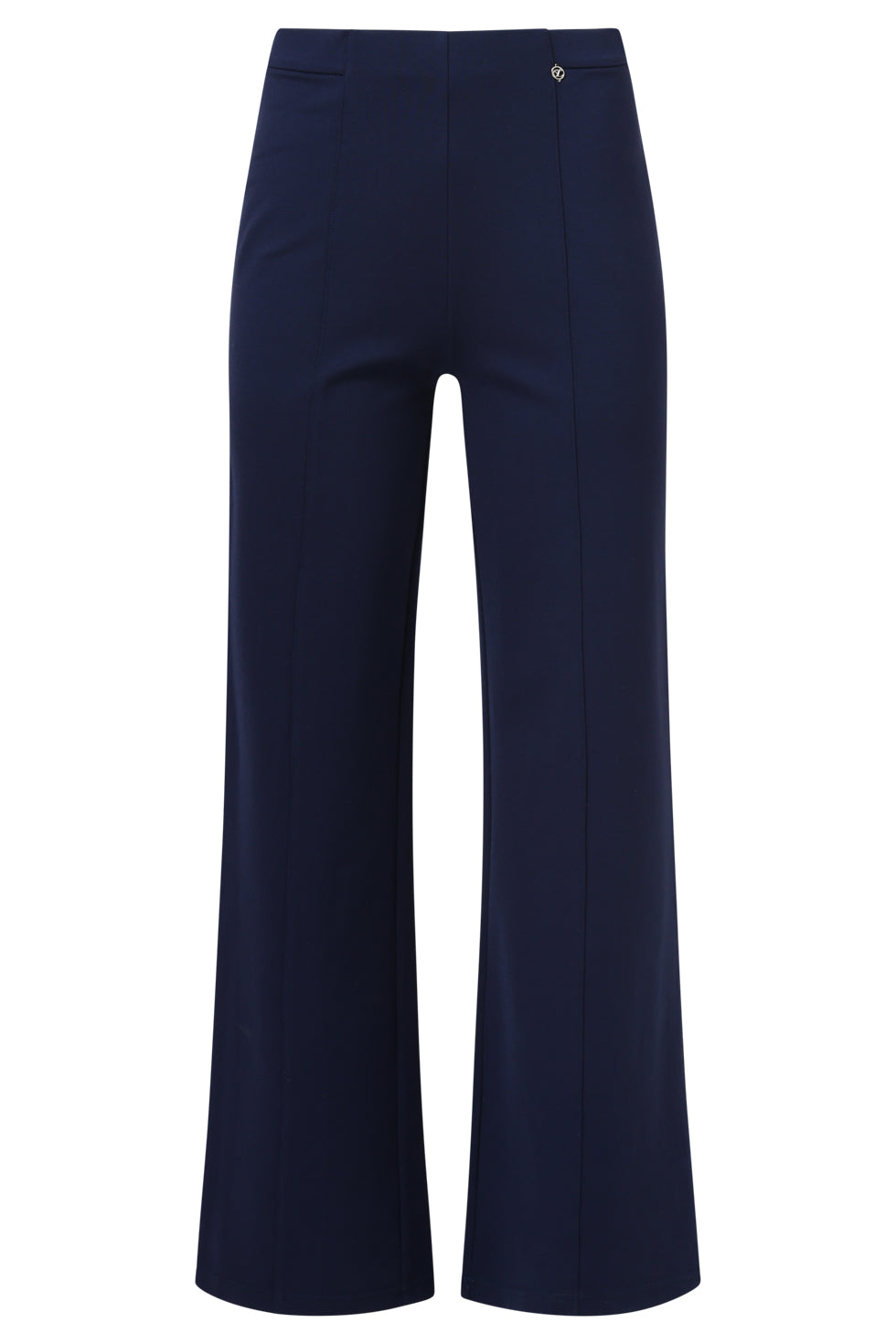 25636 Smashed Lemon Damesstretch Charcoal Broek met Wijde Pijpen | Navy