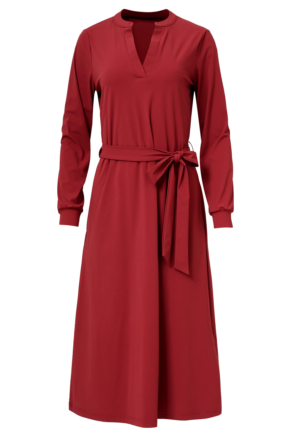 Damesarmygroene Travelkwaliteit Midi Jurk | Bordeaux