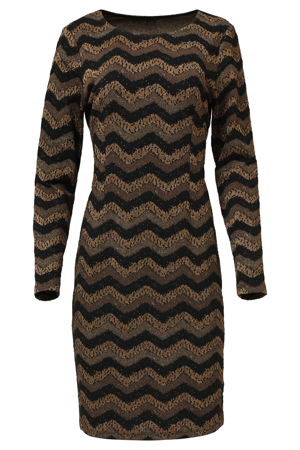 Zig-Zag Jurk Met Zwart En Goud Lurex | Black - Gold